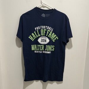 Walter Jones 2014 Hall of Fame Seattle Seahawks T Shirt Men’s Medium Navy